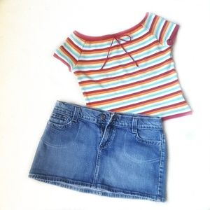 denim jean mini skirt